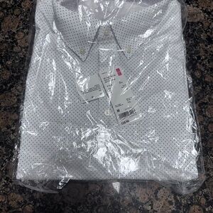 Uniqlo White Shirt with Blue Dots